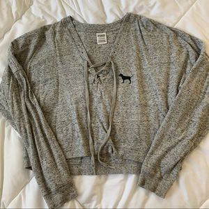 Victoria secret pink cropped long sleeve tee